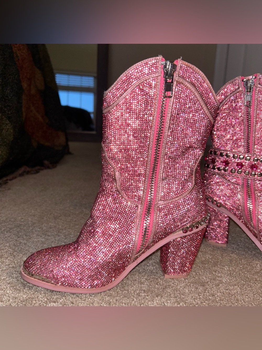 Club Exx Sheriff Shine Rhinestone Cowboy Boots Pink Size 6 - Picture 5 of 6